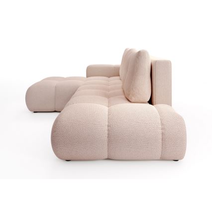 Ausklappbares, gepolstertes Ecksofa ALMADA in L‑Form mit Stauraum, links, rosa