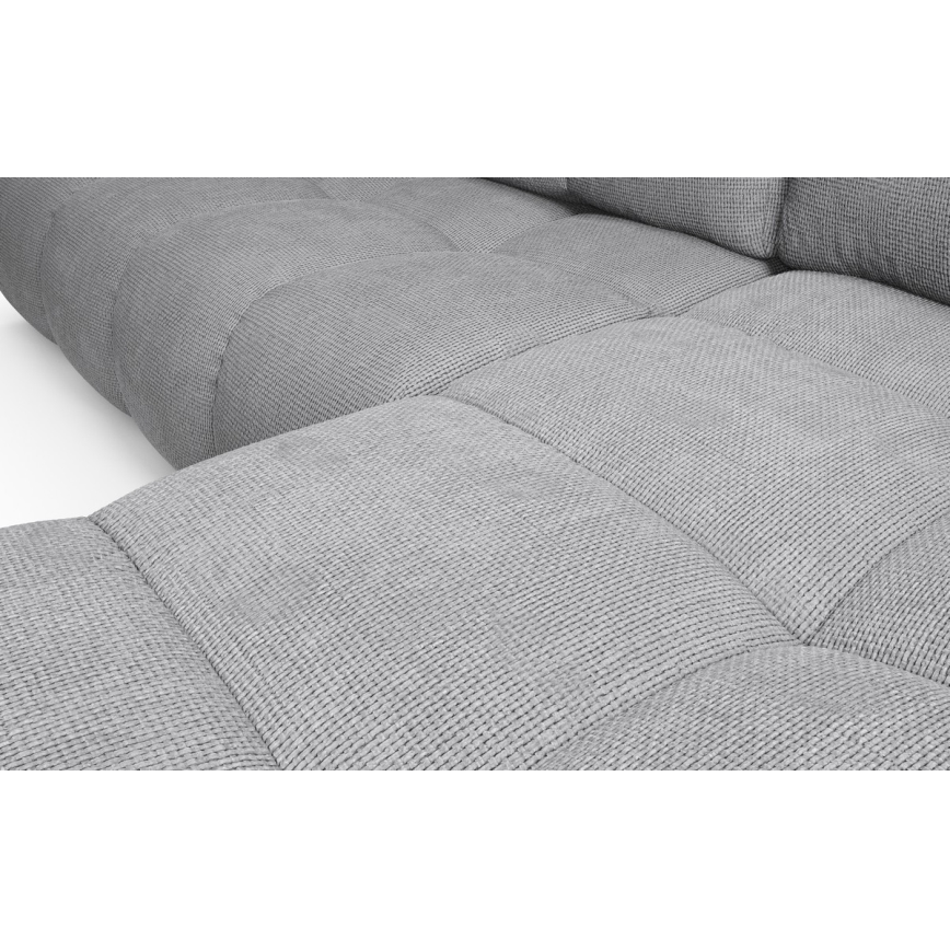 Komfortables ausziehbares gepolstertes Ecksofa ALMADA in L‑Form mit Stauraum, rechts, grau