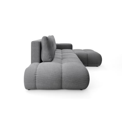 Komfortables ausziehbares gepolstertes Ecksofa ALMADA in L‑Form mit Stauraum, rechts, grau