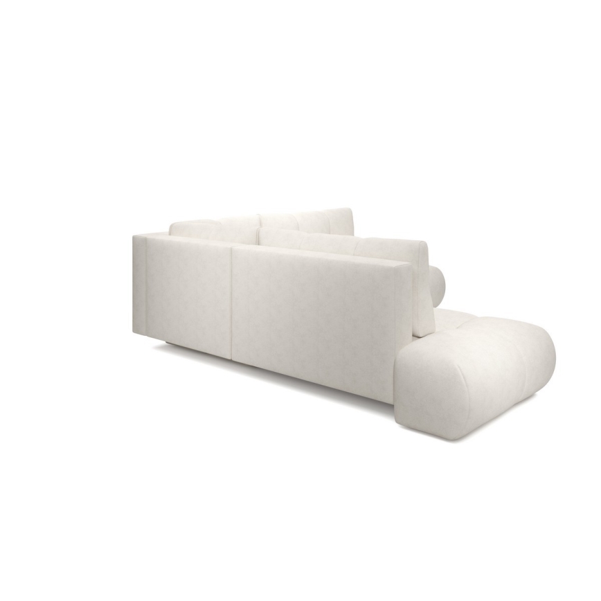 Ausklappbares, gepolstertes Ecksofa mit Stauraum in L‑Form ALMADA, links, beige