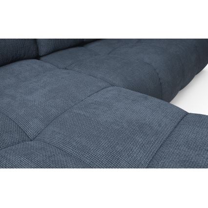 Gepolsterte Eckcouch ALMADA mit Schlaffunktion und Stauraum, L‑Form, links, blau