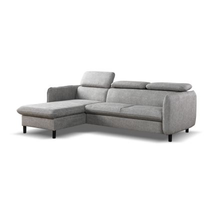 Ausklappbares Ecksofa in L‑Form mit Stauraum NISA, grau, links