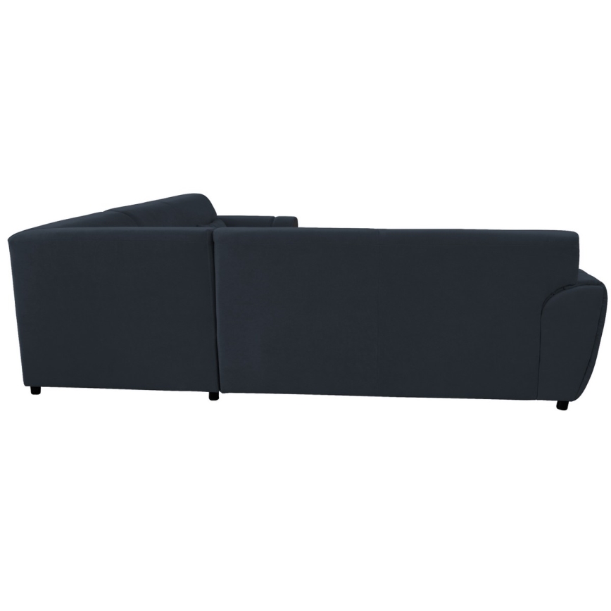 Ausziehbares Ecksofa VISEU in L‑Form mit Stauraum, rechts, Anthrazit/Schwarz