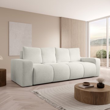 Ausklappbares, gepolstertes 3-Sitzer-Sofa ALMADA mit Stauraum, Beige