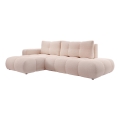 Ausklappbares, gepolstertes Ecksofa ALMADA in L‑Form mit Stauraum, links, rosa