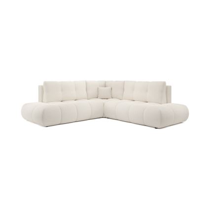 Ausklappbares, gepolstertes Ecksofa in L-Form ALMADA, links, beige