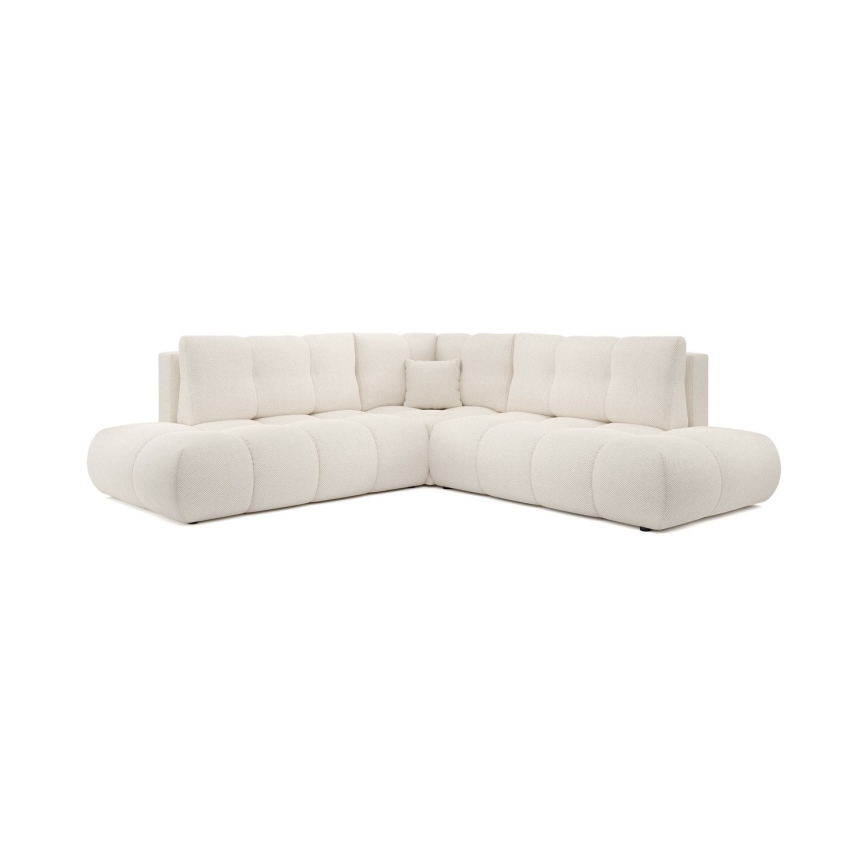 Ausklappbares, gepolstertes Ecksofa in L-Form ALMADA, links, beige