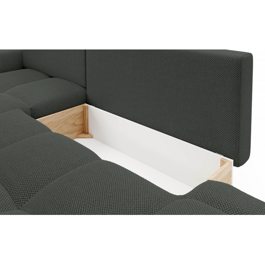 ALMADA Ecksofa (L‑Form), ausziehbar mit Schlaffunktion, gepolstert, mit Stauraum, links, Anthrazit
