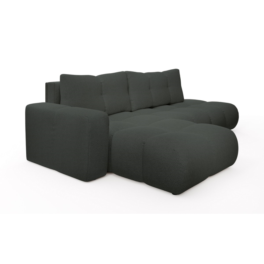 ALMADA Ecksofa (L‑Form), ausziehbar mit Schlaffunktion, gepolstert, mit Stauraum, links, Anthrazit