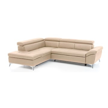Ausziehbare Eckledergarnitur in L-Form SALERNO II links, beige