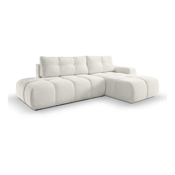 Ausziehbare Eckpolstergarnitur mit Stauraum in L-Form ALMADA, rechts, beige