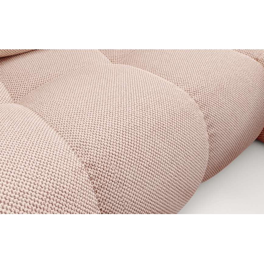 ALMADA ausziehbare, gepolsterte Eckcouch mit Stauraum, L-Form, rechts, rosa