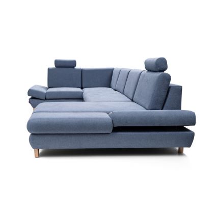 Ausziehbare, gepolsterte U‑Eckgarnitur mit Stauraum AVESTA, blau