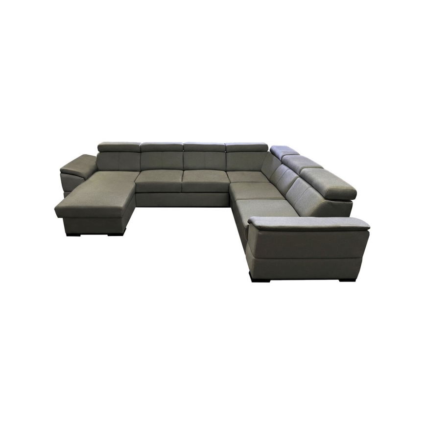 Ecksofa mit Schlaffunktion und Stauraum, universell einsetzbare U‑Ecke GRANADA dunkelgrau