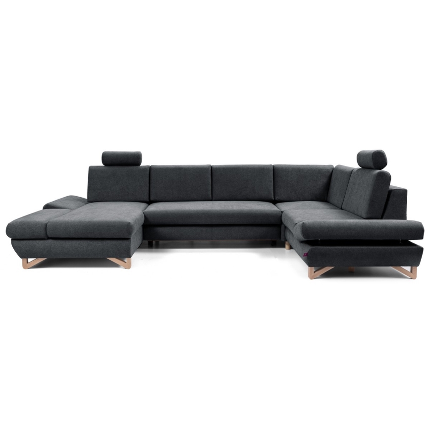Ausziehbares, gepolstertes U-förmiges Ecksofa mit Stauraum AVESTA, Anthrazit