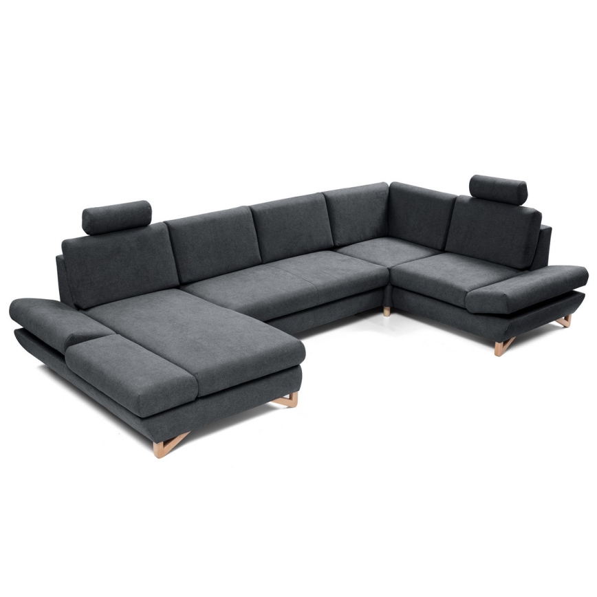Ausziehbares, gepolstertes U-förmiges Ecksofa mit Stauraum AVESTA, Anthrazit