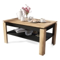 Ausziehbarer Couchtisch mit Hubplatte und Ablage ADEN Eiche Craft/Schwarz