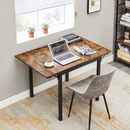 Ausziehbarer Esstisch ELDUR Braun/Schwarz