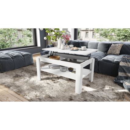 Ausziehbarer Couchtisch mit Hebefunktion und Ablage ADEN Weiß
