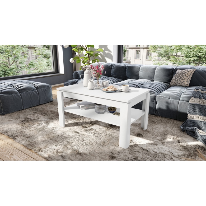 Ausziehbarer Couchtisch mit Hebefunktion und Ablage ADEN Weiß
