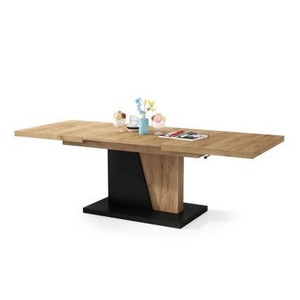 Ausziehbarer Konferenz-/Esstisch mit Hubplatte NINO Eiche Craft/Schwarz