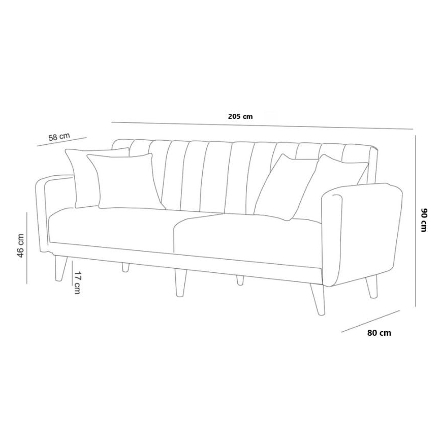 Ausziehbares 2‑sitziges Sofa KITO, cremefarben