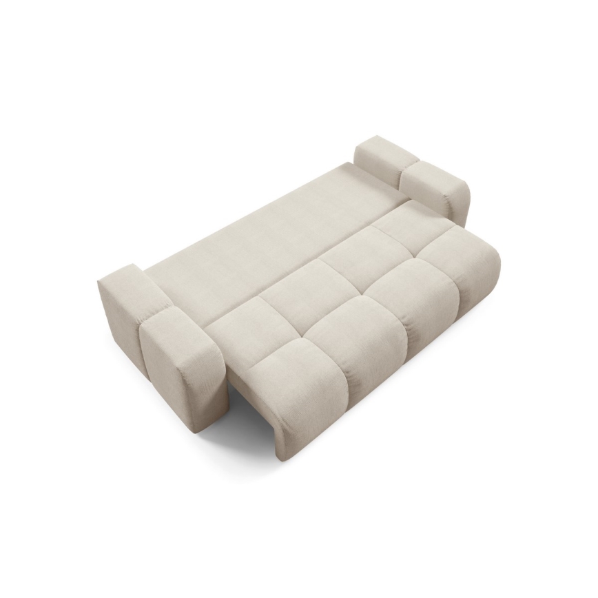 Ausziehbares Polstersofa für drei Personen mit Stauraum ALMADA in Beige