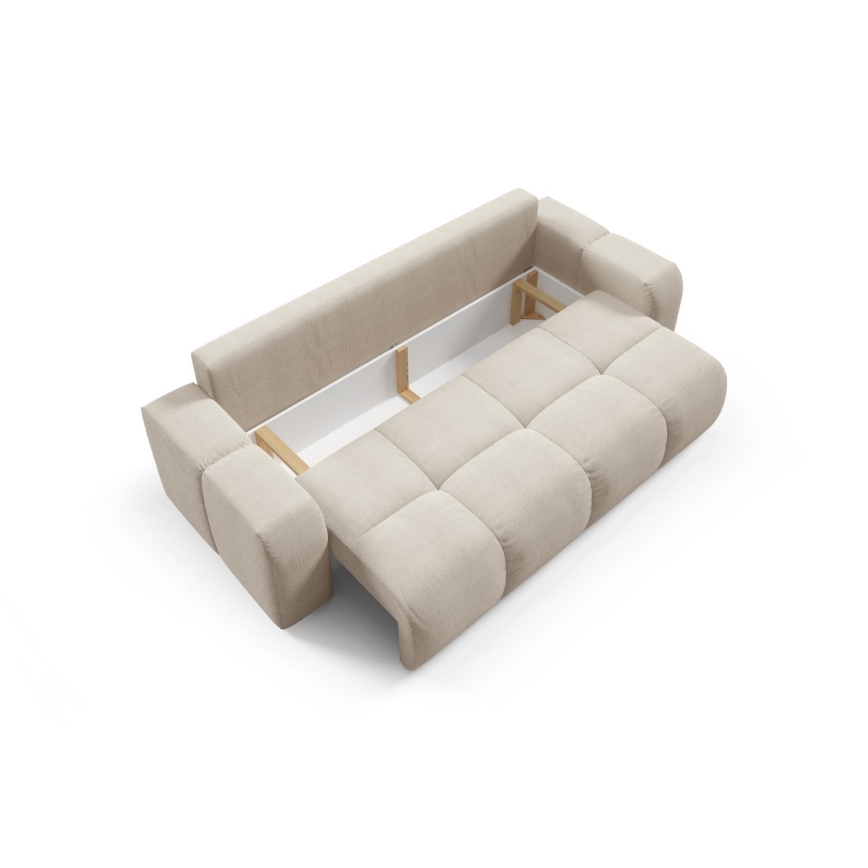 Ausziehbares Polstersofa für drei Personen mit Stauraum ALMADA in Beige