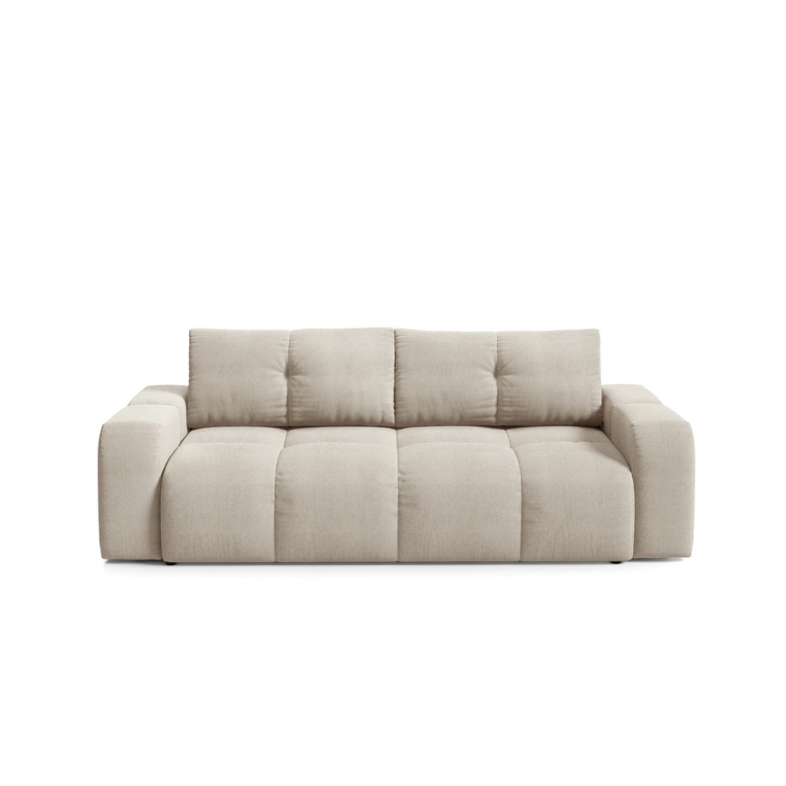 Ausziehbares Polstersofa für drei Personen mit Stauraum ALMADA in Beige