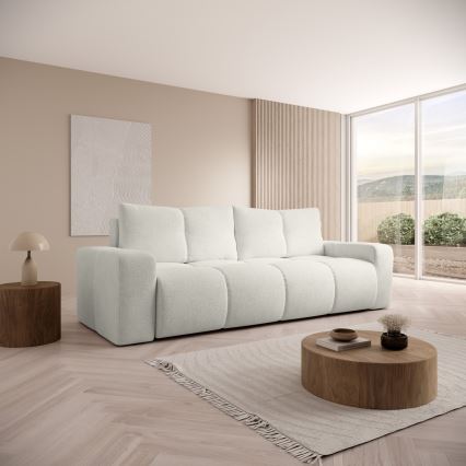 Ausziehbares Polstersofa für drei Personen mit Stauraum ALMADA in Beige