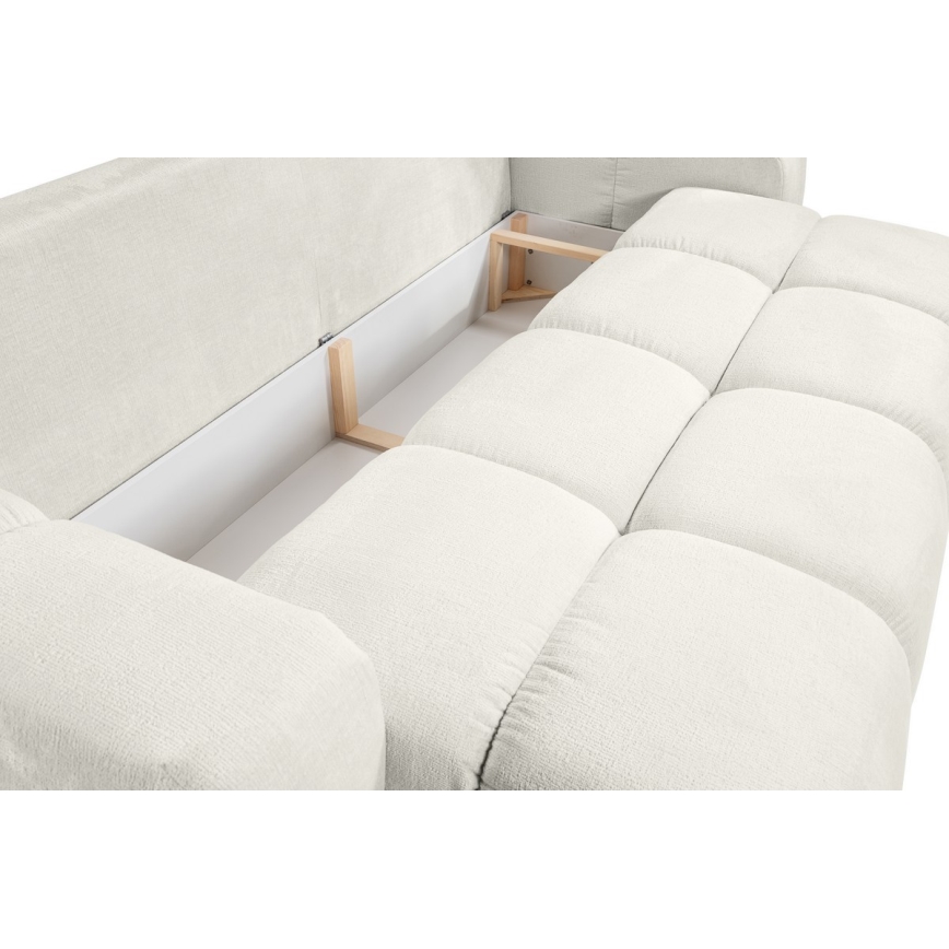 Ausziehbares Polstersofa für drei Personen mit Stauraum ALMADA in Beige