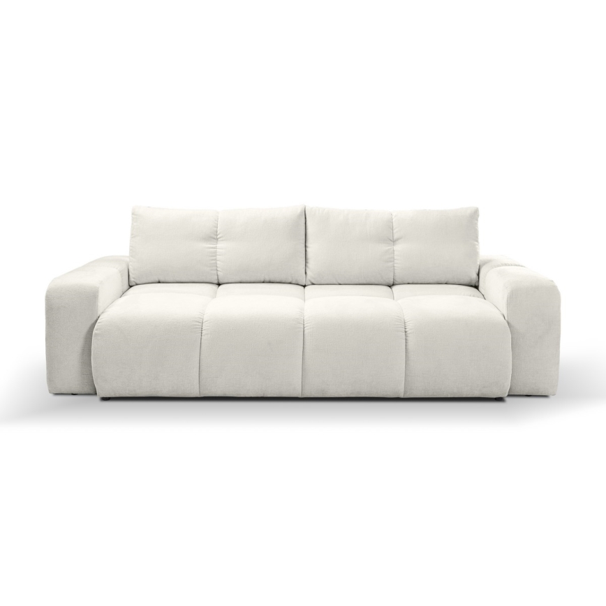 Ausziehbares Polstersofa für drei Personen mit Stauraum ALMADA in Beige