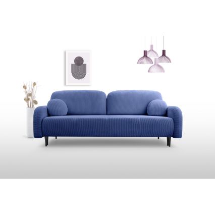 Ausziehbares, gepolstertes Dreisitzersofa CLOUDY in Blau