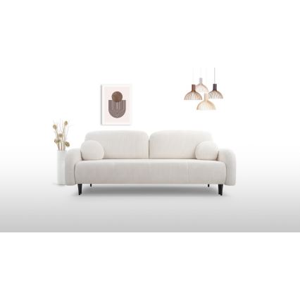 Ausziehbares, gepolstertes Dreisitzer-Sofa CLOUDY in Cremefarben