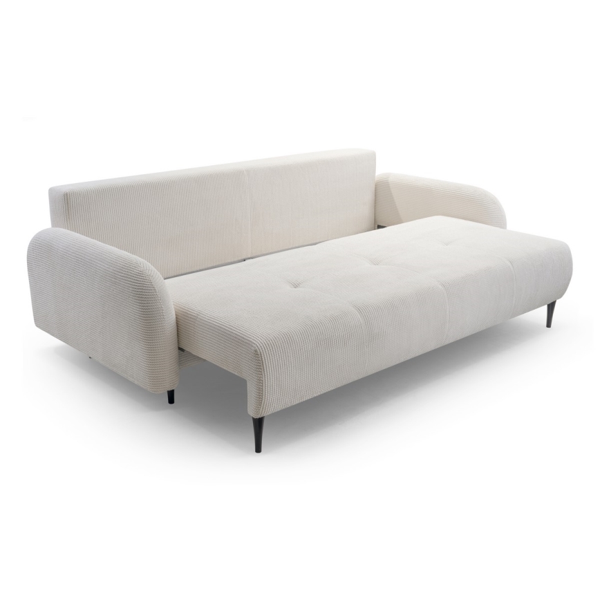 Ausziehbares, gepolstertes Dreisitzer-Sofa CLOUDY in Cremefarben