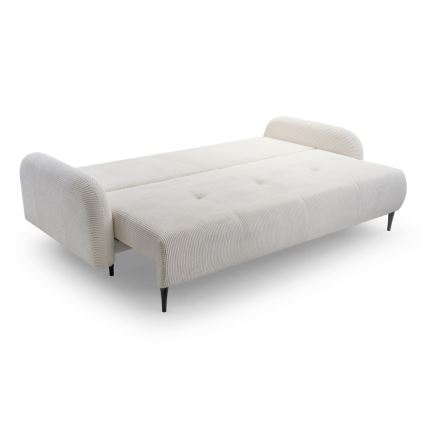 Ausziehbares, gepolstertes Dreisitzer-Sofa CLOUDY in Cremefarben