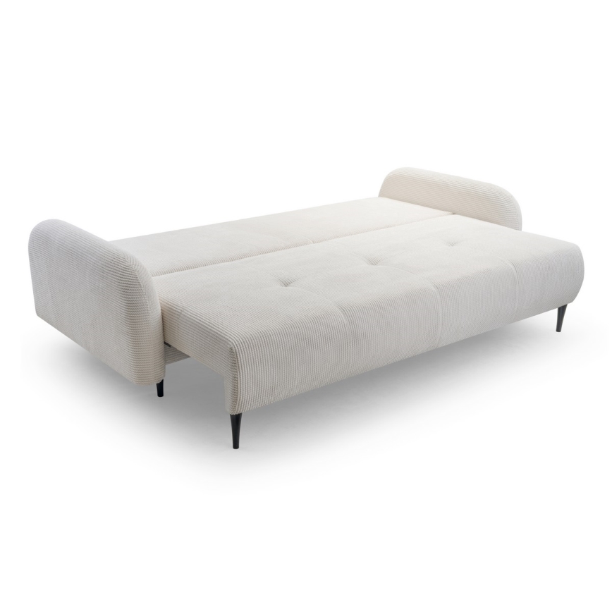 Ausziehbares, gepolstertes Dreisitzer-Sofa CLOUDY in Cremefarben