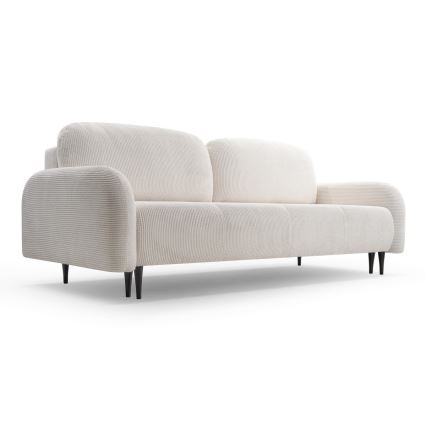 Ausziehbares, gepolstertes Dreisitzer-Sofa CLOUDY in Cremefarben