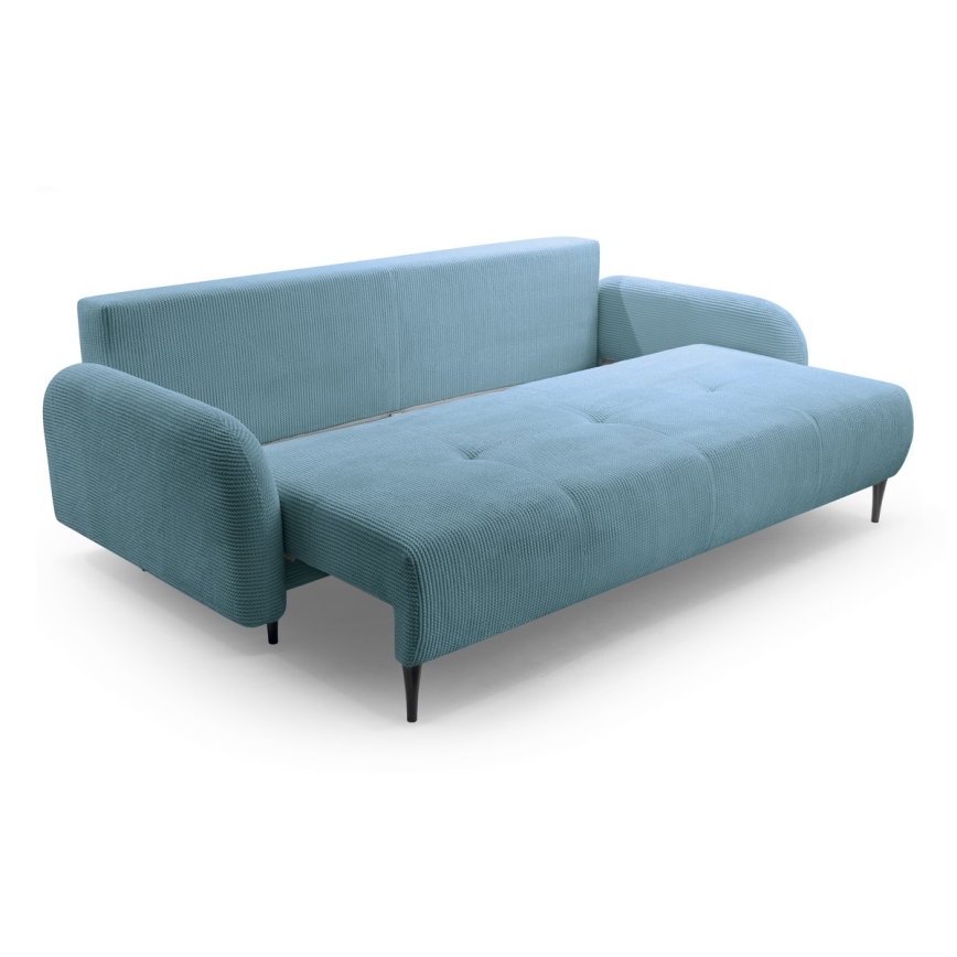 Ausziehbares, gepolstertes Dreisitzer-Sofa CLOUDY in Türkis
