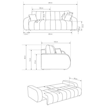 Ausziehbares Dreisitzsofa DESIO in Beige