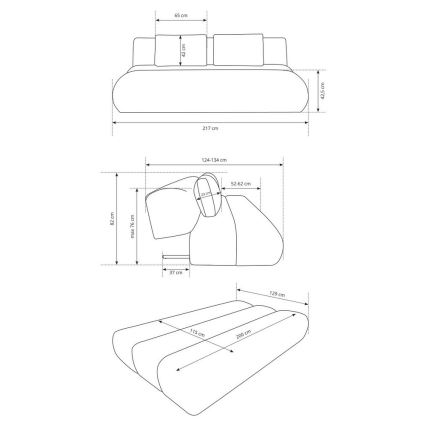 Ausziehbares Dreisitzer-Sofa FANO in Creme