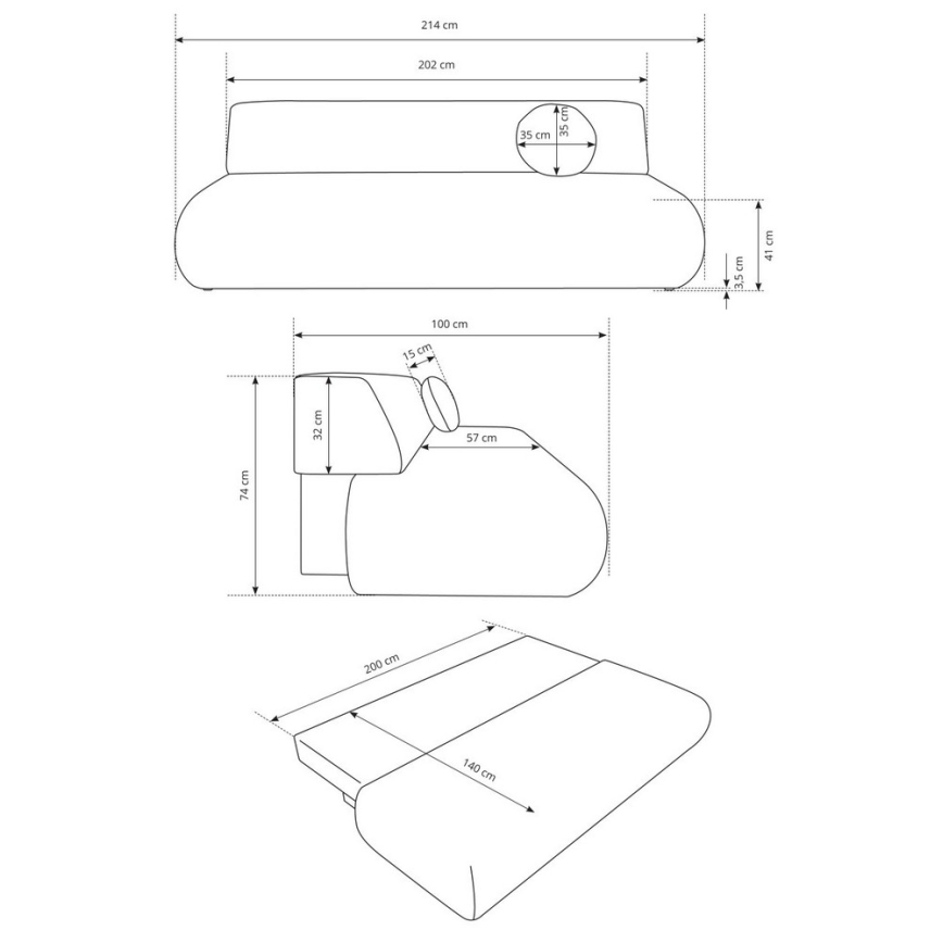 Ausziehbares Dreisitzer-Sofa mit Stauraum PRATO in Beige