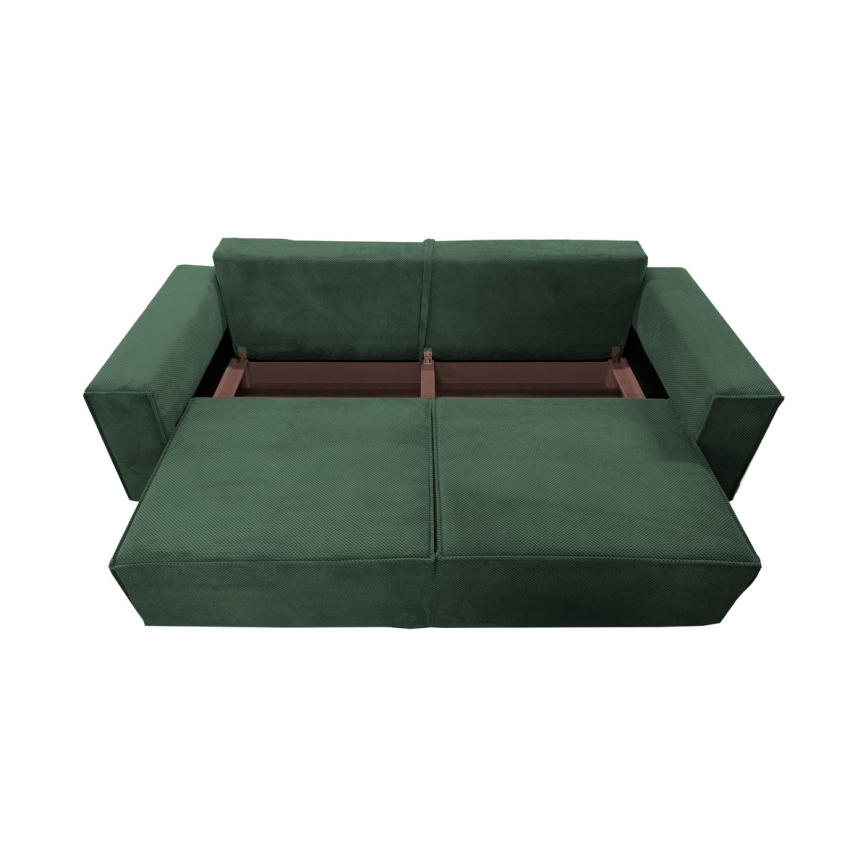 Ausziehbares Dreisitzsofa mit Stauraum RONDA grün