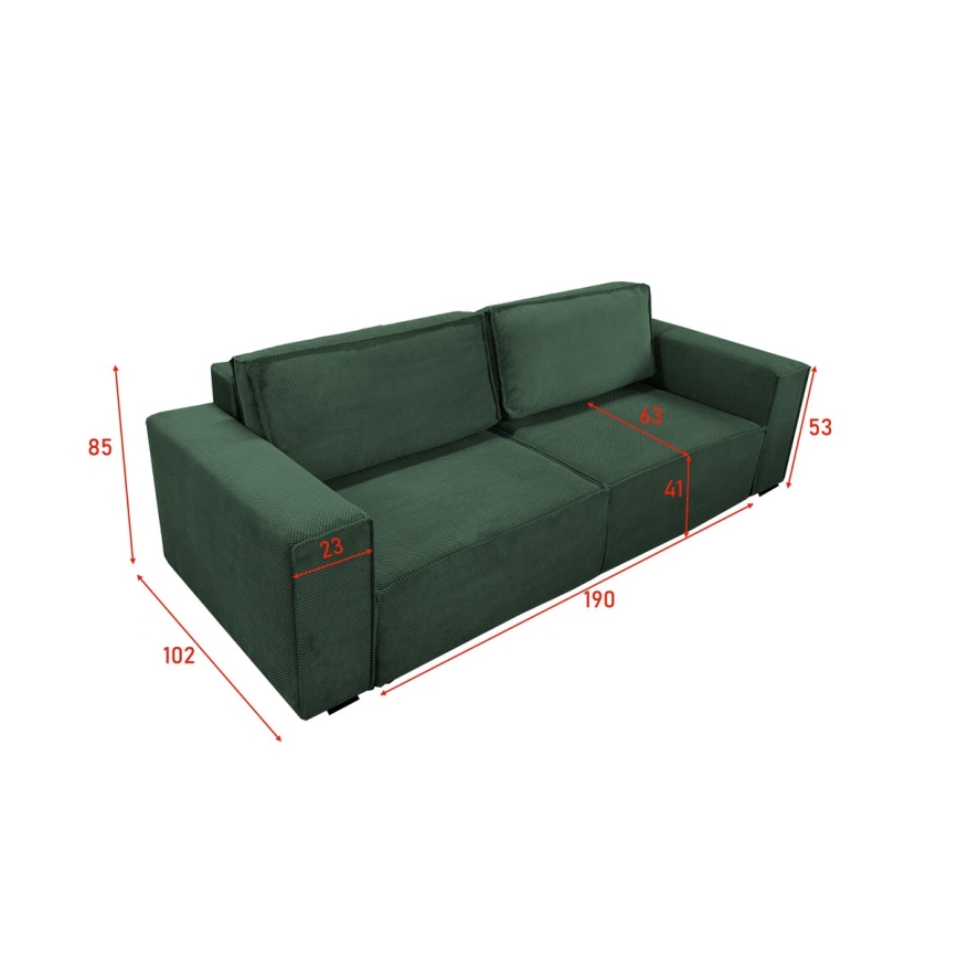 Ausziehbares Dreisitzsofa mit Stauraum RONDA grün