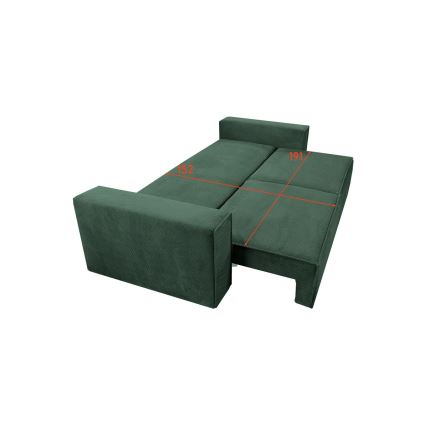 Ausziehbares Dreisitzsofa mit Stauraum RONDA grün