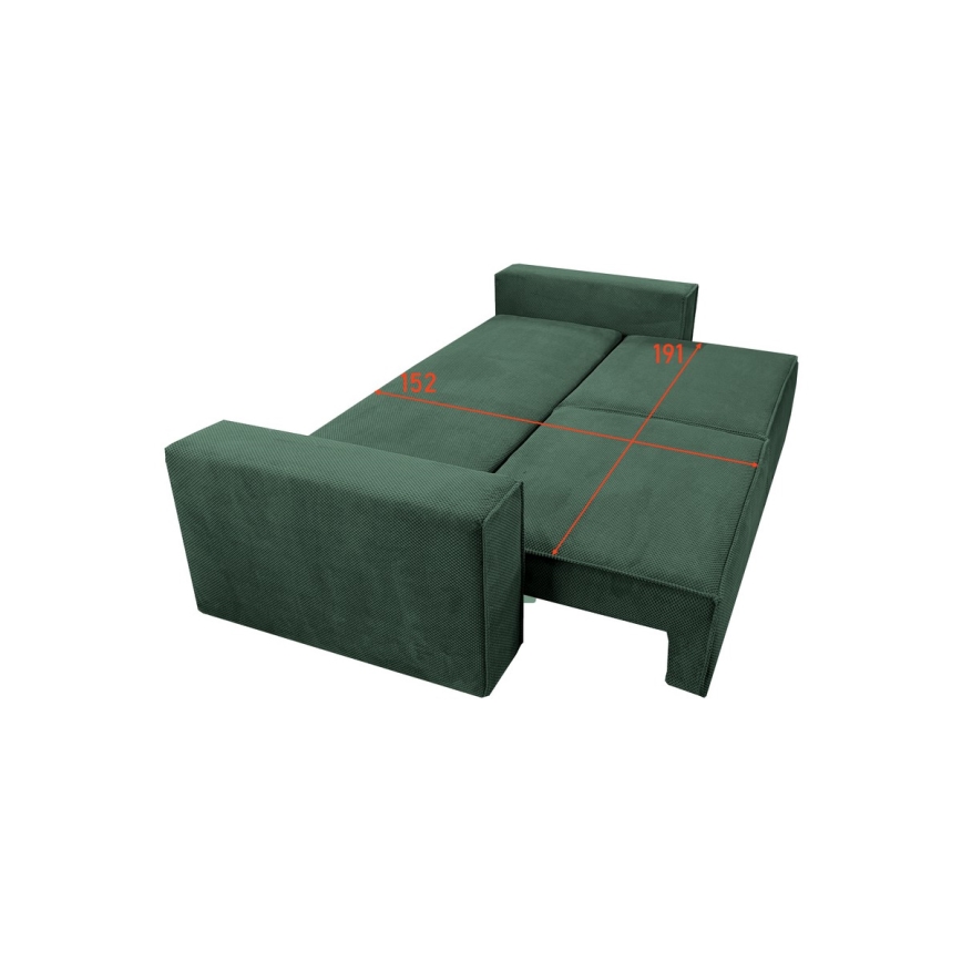 Ausziehbares Dreisitzsofa mit Stauraum RONDA grün