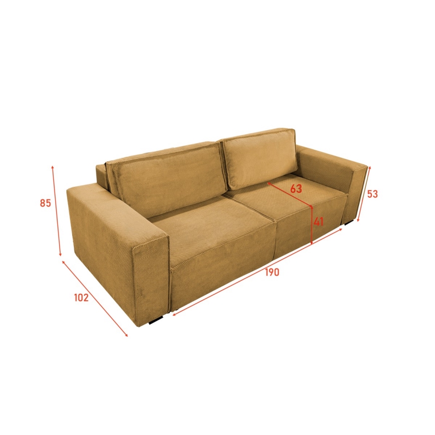 Ausziehbares Dreisitzer-Sofa mit Stauraum RONDA in Orange