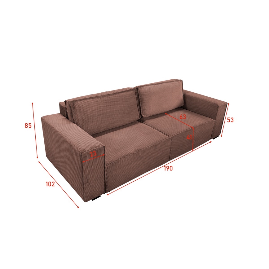 Ausziehbares Dreisitzsofa mit Stauraum RONDA in Rot