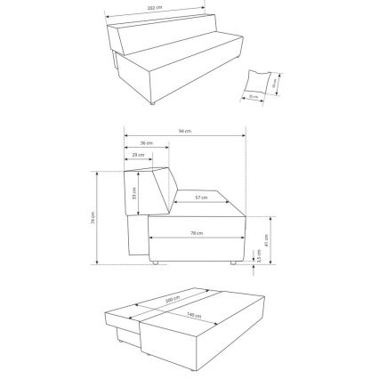 Ausziehbares Dreisitzer-Sofa mit Stauraum TERAMO in Beige