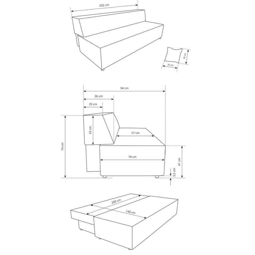 Ausziehbares Dreisitzer-Sofa mit Stauraum TERAMO in Beige